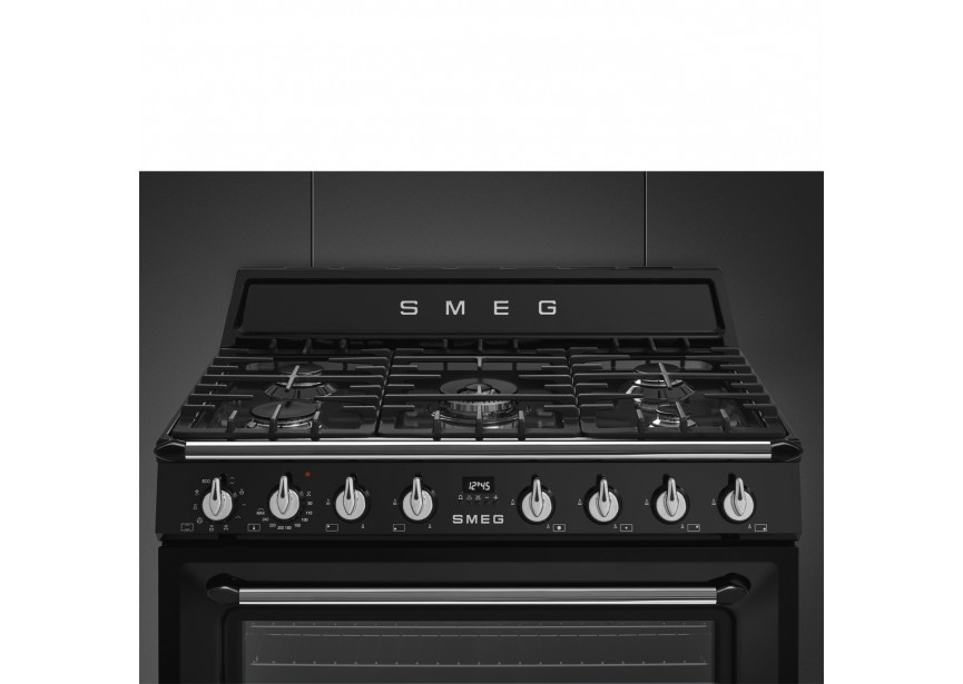 Smeg TR90BL2 90cm A+ gasfornuis multi oven opberglade Zwart